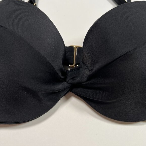 Victoria Secret 32D Twist Front Push Up Bikini Top Underwire Black - Picture 3 of 5